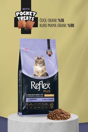 Reflex Plus Pocket Treats Antı-Haırball Somonlu Yetişkin Kedi Maması 1,5 Kg