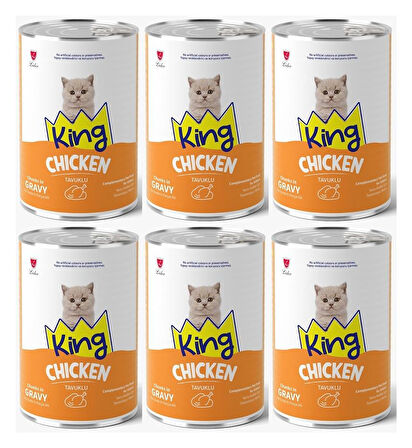King Et Parçacıklı Tavuklu Yavru Kedi Konserve 400 Gr*6 ADET
