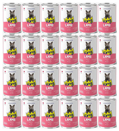 King Et Parçacıklı Kuzu Etli Yetişkin Kedi Konserve 400 Gr*24 ADET