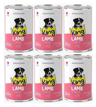 King Et Parçacıklı Kuzu Etli Yavru Köpek Konserve 400 Gr*6 ADET