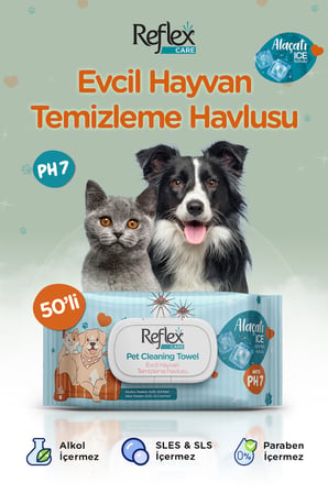 Care Evcil Hayvanlar için Çok Amaçlı Hijyenik Temizleme Mendili 50'li x 6 Adet - Alaçatı Ice Kokulu