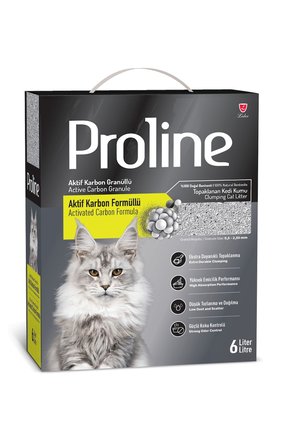Proline Aktif Karbon Granüllü Aktif Karbon Formüllü Bentonit Kedi Kumu 6 Lt
