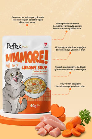 Reflex Plus Mmore Tavuklu Ve Havuçlu Kremalı Kedi Çorbası 40 Gr*6lı SET