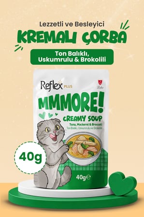 Reflex Plus Mmore Ton Balıklı,Uskumrulu Ve Brokolili Kremalı Kedi Çorbası 40 Gr*6lı SET