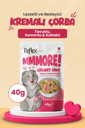 Reflex Plus Mmore Tavuklu,Somonlu ve Kabaklı Kremalı Kedi Çorbası 40 Gr*6lı SET