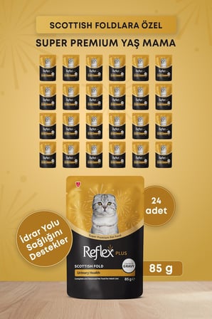 Reflex Plus Pounch Scottish Fold Sos İçinde Et parçacıklı Yetişkin Kedi Maması 85 Gr*24lü