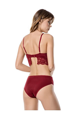 Burgundy Dolgulu Büstiyer Takım