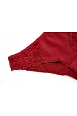 Burgundy Dolgulu Büstiyer Takım