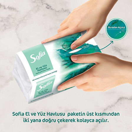 Sofia 100'lü El ve Yüz Havlusu 2 Paket Yumuşak Doku ile Mükemmel Kurulama Sağlar