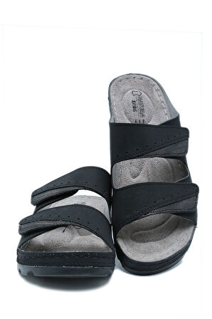 SIB160147 Kifidis-Natura Kadın Çift Bantlı Anatomik Deri Terlik 36-41