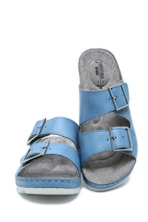 SIB160117-V2 Kifidis-Natura Kadın Çift Bantlı Anatomik Deri Terlik 36-41