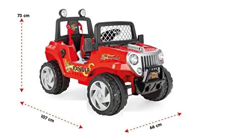 PİLSAN Ranger Uzaktan Kumandalı 12V Akülü Araba - Kırmızı