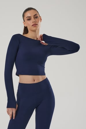 KADIN UZUN KOLLU CROP ÜST 4019