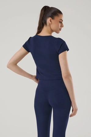 KADIN KISA KOLLU CROP T-SHIRT 4014