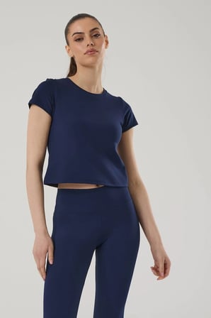 KADIN KISA KOLLU CROP T-SHIRT 4014
