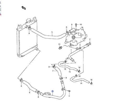 Suzuki Swift 1995-2002 1.3 Otomatik Radyatör Alt Ara Boru