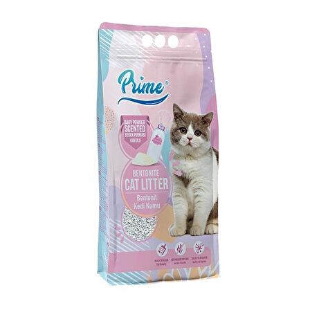 Prime Bentonit Bebek Pudralı Kokulu Topaklaşan İNCE Kedi Kumu 5 Lt