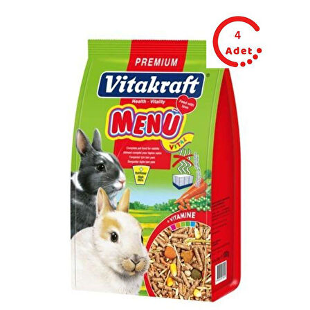 Vitakraft Menü Rabbit Tavşan Yemi 1 Kg x 4 Adet