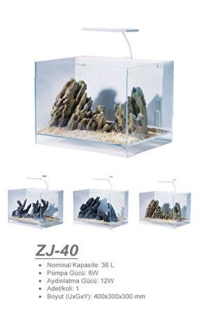 Jeneca ZJ-40 Akvaryum+Dekor 40x30x30 Cm (36L))