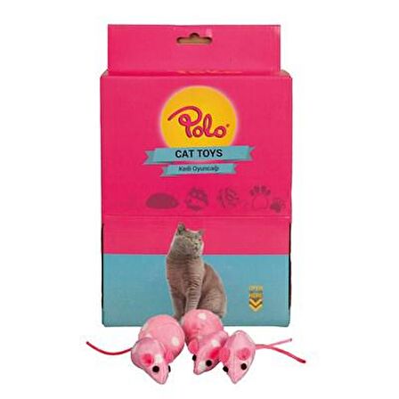 Polo Beyaz Benli Pembe Fare Oyuncak 4Cm ( 1 adet )