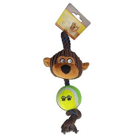 Polo Maymun Ve Tenis Toplu Stres İpi Köpek Oyuncağı 35X12 Cm