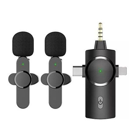 DAYTONA K9-C2 Type-C+LIGHTNING+2'Lİ YAKA MİKROFON