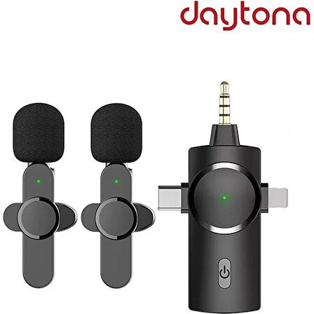 DAYTONA K9-C2 Type-C+LIGHTNING+2'Lİ YAKA MİKROFON