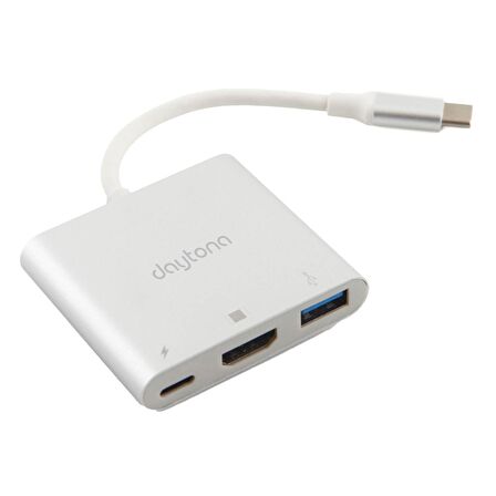 DAYTONA FIX FC01 USB3.1 TYPE-C=>HDMI+USB3.1 TYPE-C +USB3.0 Çevirici Adaptör