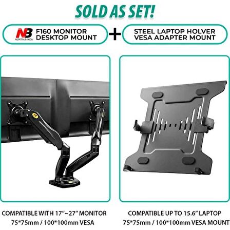 NORTH BAYOU F160L 2'Lİ NOTEBOOK +MASA MONİTÖR STANDI