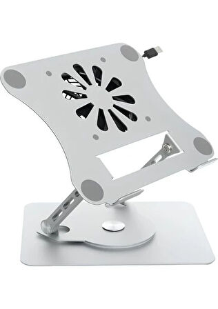 Daytona J41 360° Döner metal fanlı notebook stand, açık gri