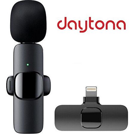 DAYTONA K9L / iPHONE TELEFON İÇİN YAKA MİKROFONU KABLOSUZ (Giriş:Lightning Alıcı => Çıkış:MİKROFON)