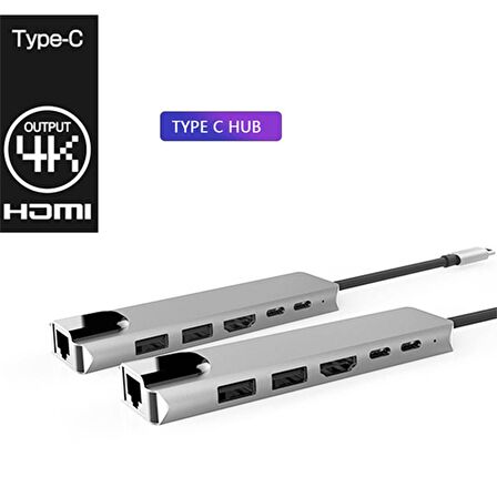 Daytona Fix FC-04 6 in 1 Type C to PD Hdmi Usb RJ45 Adaptör 4K Usb 3.0