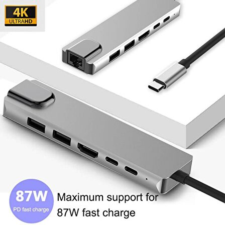 Daytona Fix FC-04 6 in 1 Type C to PD Hdmi Usb RJ45 Adaptör 4K Usb 3.0