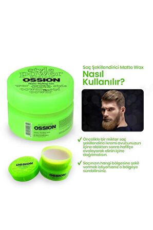 Ossion Matte Styling Wax Yeşil 100 ml X 2 Adet