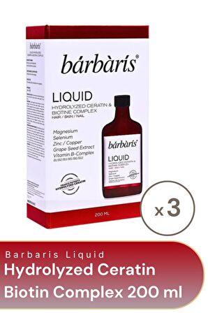 Barbaris Liquid Hydrolyzed Ceratin and Biotin Complex 200 ml - 3 Adet