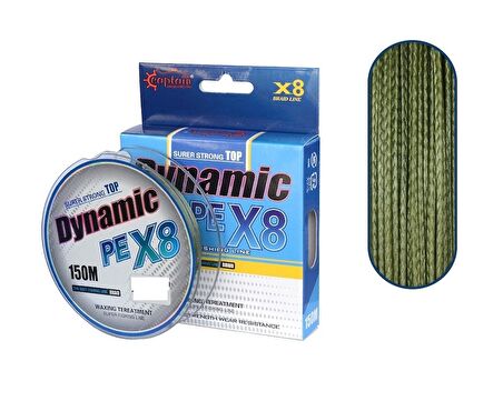 Captain Dynamic Soft PE 8 Örgü Spin İp Misina 150mt Yeşil 0,22mm