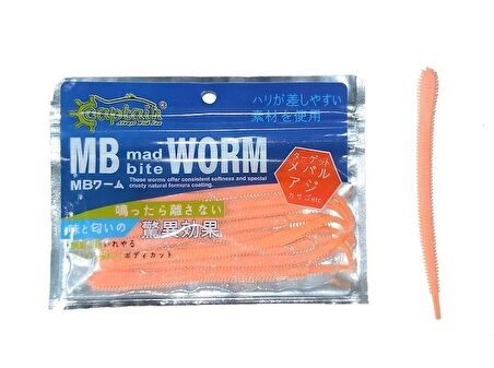 Captain 3456 Mad Bite Worm 10cm Aromalı LRF Silikonu 1.3gr 10'lu Paket Turuncu