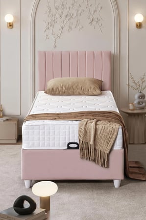 İkili Baza Seti, Alessa Tek Kişilik Baza Başlık Seti, Pembe - 90x190 cm