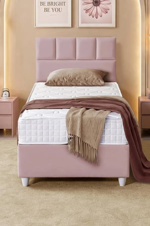 İkili Baza Seti, Monaco Tek Kişilik Baza Başlık Seti, 90x190 - Pembe