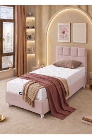 İkili Baza Seti, Monaco Tek Kişilik Baza Başlık Seti, 90x190 - Pembe
