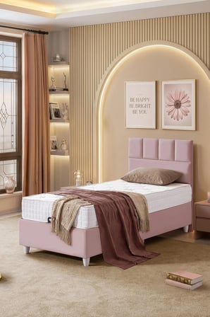 İkili Baza Seti, Monaco Tek Kişilik Baza Başlık Seti, 90x190 - Pembe