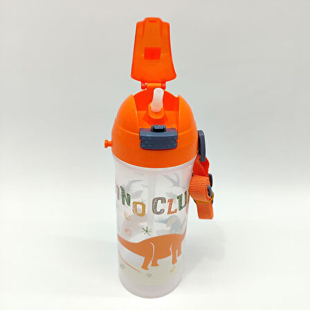 Dino Club Dinozor Temalı Pipetli Askılı Suluk Matara 610 Ml.