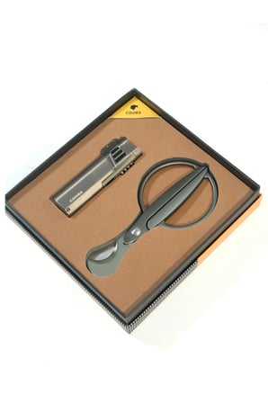 Cohiba 4 Torch Gunmetal Çakmak Gunmetal Makas İkili Puro Seti TR9842