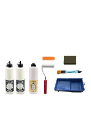 Cadence 1 Litre Antik Beyaz Boya 500ml Yarımat Vernik Set