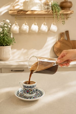 Herevin 180402-002 Desenli Borosilikat Cam Cezve Isıya Dayanıklı Şeffaf Türk Kahve Cezvesi 360 ml