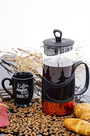 1 lt Desenli French Press-Bakır Desenli