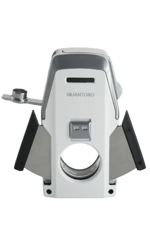 Quantoro Çift Torch Pürmüz Düz Kesici/Delicili Beyaz Metal Puro Çakmağı - TRZ1126