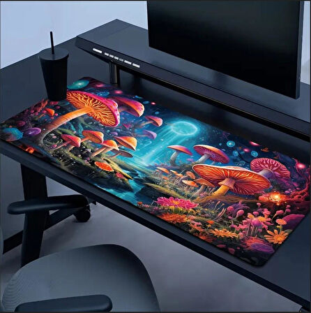 70X30 CM MANTAR DESENLİ TASARIM KAYDIRMAZ TABAN SPEED YÜZEY OYUNCU MOUSE PAD GAMİNG
