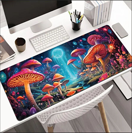 70X30 CM MANTAR DESENLİ TASARIM KAYDIRMAZ TABAN SPEED YÜZEY OYUNCU MOUSE PAD GAMİNG