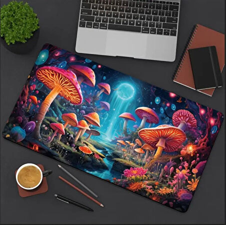 70X30 CM MANTAR DESENLİ TASARIM KAYDIRMAZ TABAN SPEED YÜZEY OYUNCU MOUSE PAD GAMİNG